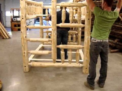 The Log Furniture Store's Full Queen Log Bunk bed Assembly