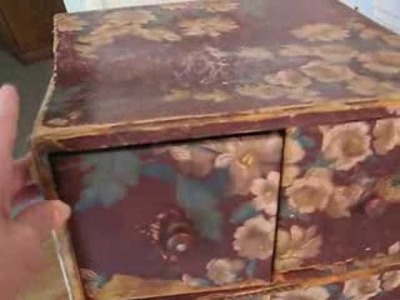 Antique 26 Inch Wall Paper Covered Chest of Drawers ~ SOLD