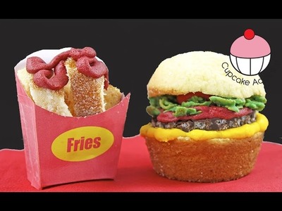 Fast Food Cupcakes! How to make Burger Cupcakes with Cupcake Fries