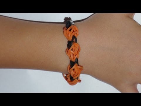 How to Make a Pumpkin Rubber Band Bracelet on a Rainbow Loom for Halloween