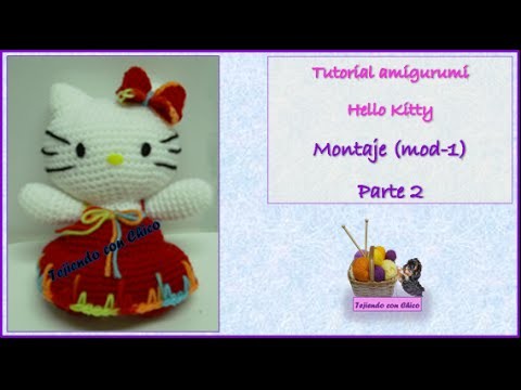 Tutorial amigurumi Hello Kitty - Montaje 1.2 (mod-1) (English subtitles)