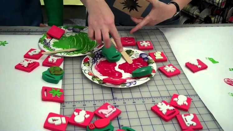 Create your own gift wrapping paper using stamps and paint by Lisa's Gift Wrappers