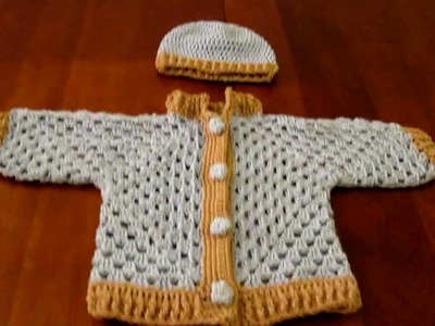 Crochet baby sweater and hat