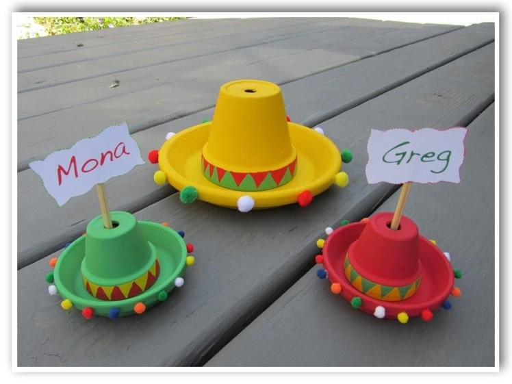 DIY Cinco De Mayo Candy Filled Sombreros Placecards and Centerpiece Table Decor   Make Something Mon