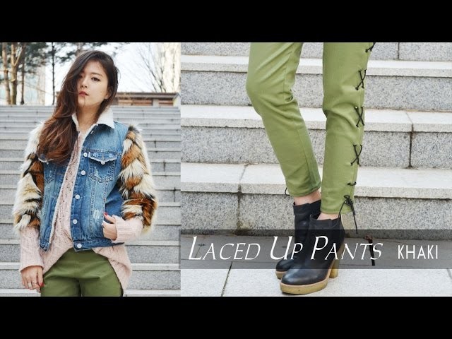 DIY Laced-Up Khaki Pants
