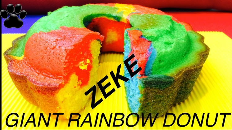 GIANT RAINBOW DONUT DOG CAKE - FOR ZEKETARD DIY Dog Food by Cooking For Dogs