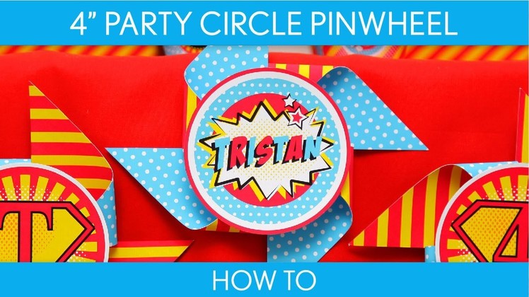 How to Make: 4 inch Party Circle Pinwheel (Birthday Party). Vintage Superhero - B32
