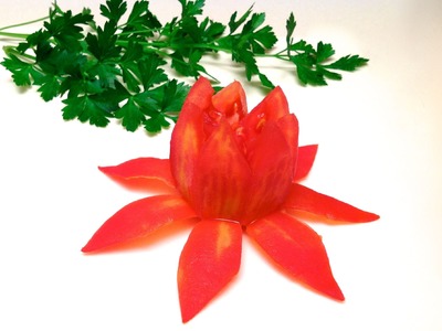 How to Make a Lotus Flower with a Tomato (HD)