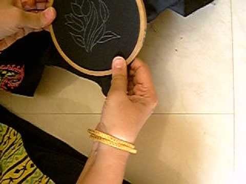 How to put the frame.hoop on the fabric for hand embroidery
