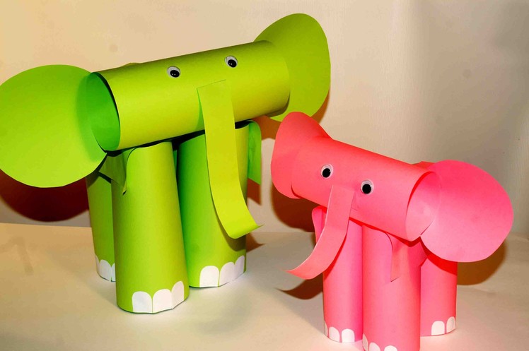 Paper craft for kids. Paper elephants. Easy paper crafts.