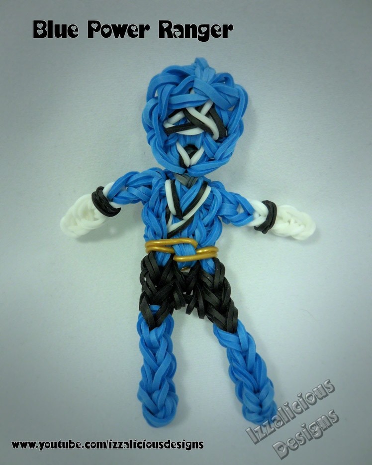Rainbow Loom Blue Power Ranger Action Figure.Charm Tutorial