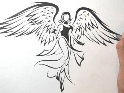 How to Draw an Angel - Tribal Tattoo Design Style