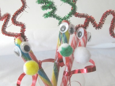 DIY.How to make Candy Cane Reindeers Tutorial. Candy Cane Reindeer Ornament