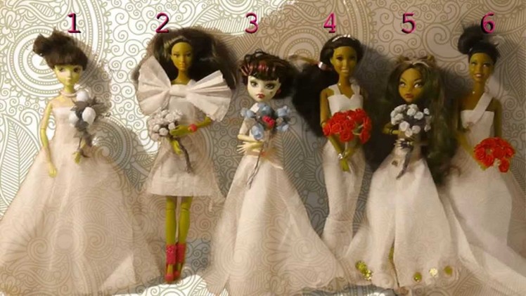 Toilet Paper wedding dresses for dolls :-)