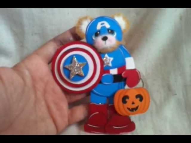 Captain america tear bear halloween costume paper piecing