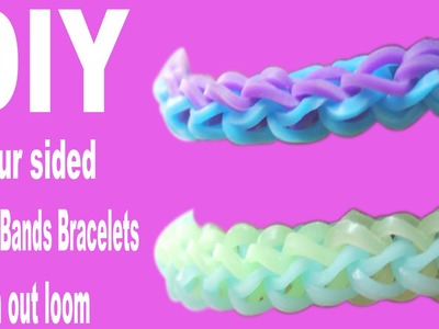 DIY How To Make Four Sided Rubber band (Loom Band) Bracelet Without Loom By Using Fork