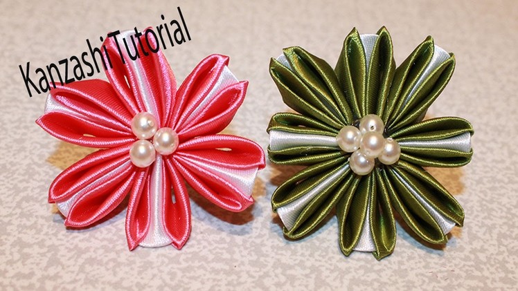 Handmade Kanzashi. Kanzashi Flower Tutorial