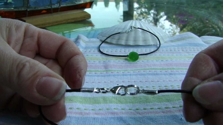 How to apply crimps on a leather cord to make a sea glass bracelet or sea glass anklet