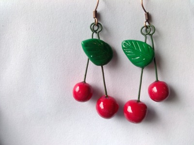 Polymer Clay Dangling Cherry Earrings Tutorial