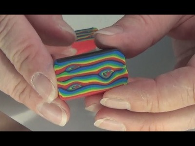Polymer Clay Miniature - Rainbow Wood Cane