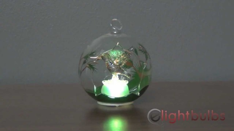 Gerson - Color Changing LED Glass Globe "Hummingbird" Ornament. Centerpiece