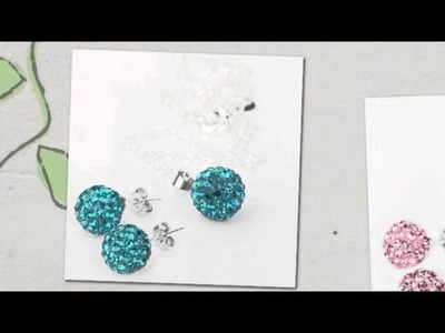Shamballa Fashion Jewelry Crystal Rhinestone Set   Stud Earrings + Necklace