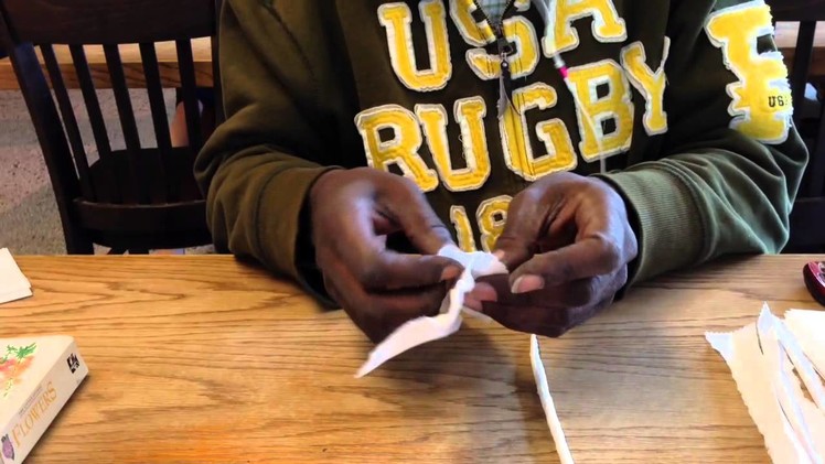 Paper sculptor Arnold Drake World turns napkins into flowers (video)