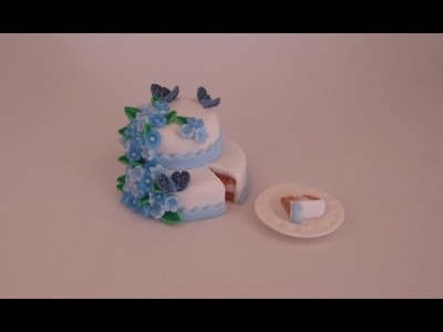 Polymer Clay Miniature - Layer Cake Decorated With Butterfly Cane