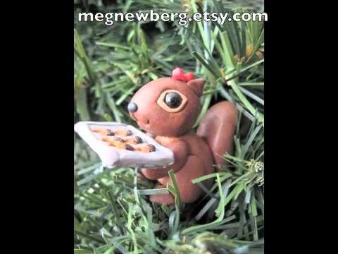 Polymer clay squirrels christmas wreath figurines .m4v