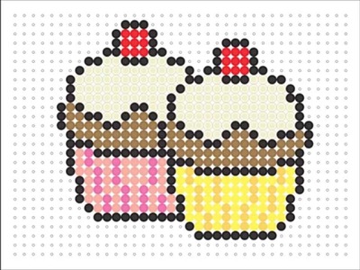 Hama Bead Two Cupcakes (Cake Series #10)