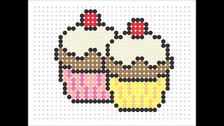 Hama Bead Two Cupcakes (Cake Series #10)