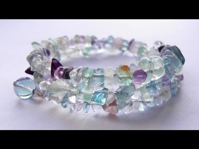 Rainbow Fluorite Chips Memory Wire Bracelet
