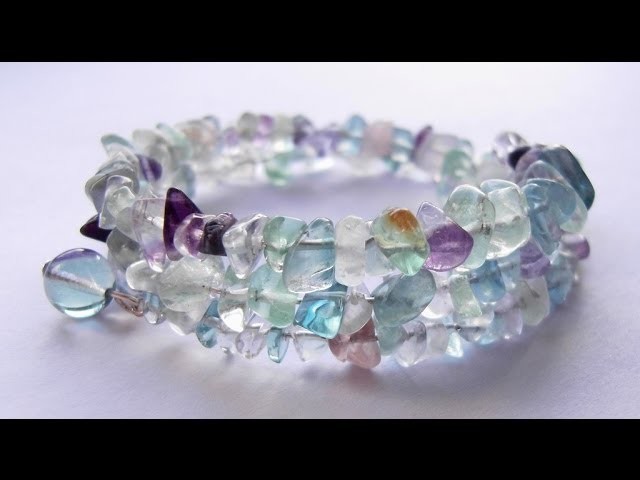 Rainbow Fluorite Chips Memory Wire Bracelet