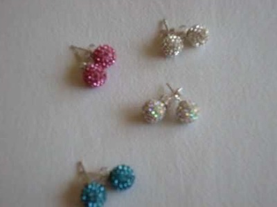 8mm crystal ball stud earrings st.silver