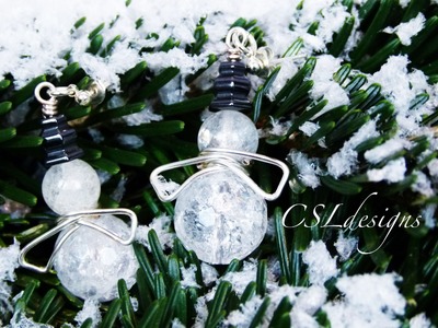 Easy wirework snowmen earrings | Christmas