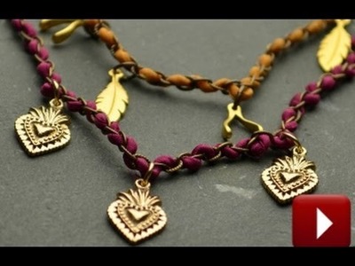 Jewelry How To - Make a Woven Silk and Chain Charm Necklace