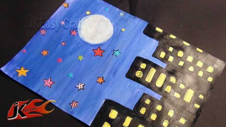 Draw Night scene | School Project  For Kids | JK Easy Craft 017