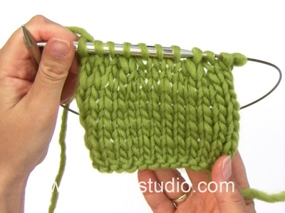 DROPS Knitting Tutorial: Decrease: Slip 2 sts as if to K tog, K 1, pass the 2 slipped sts over