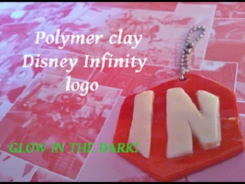 Polymer Clay Tutorial- Disney Infinity logo keychain and magnet - Glow in the dark