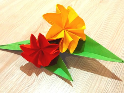 Easy origami flower.  Great ideas for Easter decor - paper bouquet