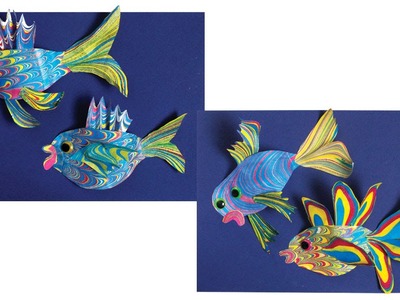 Cut-Paper 3-D Marbled Fish - Project #81