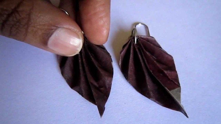 Handmade Jewelry - Origam Paper Leaf Earrings