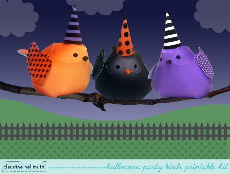 Make paper halloween bird decorations