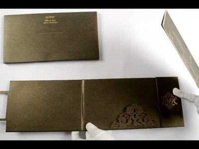 D-5478, Brown Color, Shimmery Finish Paper, Light Weight Cards, Laser Cut Cards, Wedding Cards