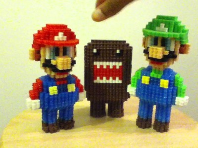 3D Perler Bead Creations Mario, Luigi & Domo