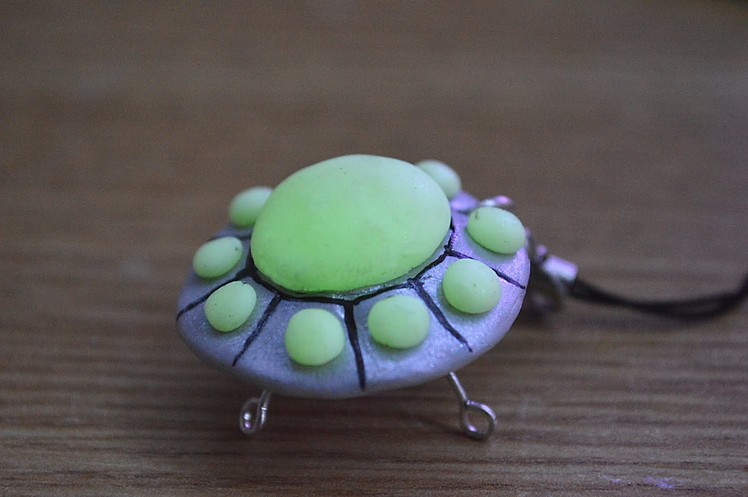 Cute UFO phone charm polymer clay tutorial for beginners
