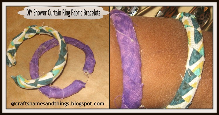DIY: How to Make Fabric Wrapped Bangle Bracelets.DIY Shower Curtain Rings Fabric Bracelets