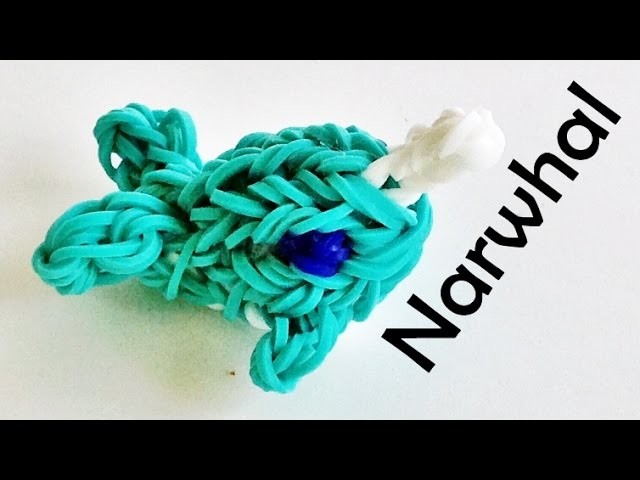 Rainbow Loom Whale. Narwhal (3D) Charm. design made with loom bands