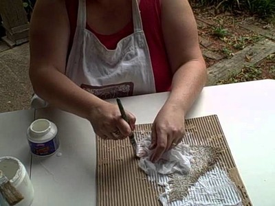 Adding Layers of Texture to Corrugated Cardboard, Using Helmar Decoupage Paste