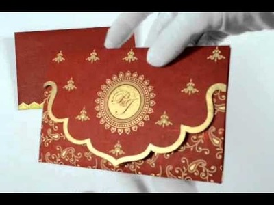 D-911, Red Color, Handmade Paper, Small Size Cards, Designer Multifaith Invitations, Wedding Cards